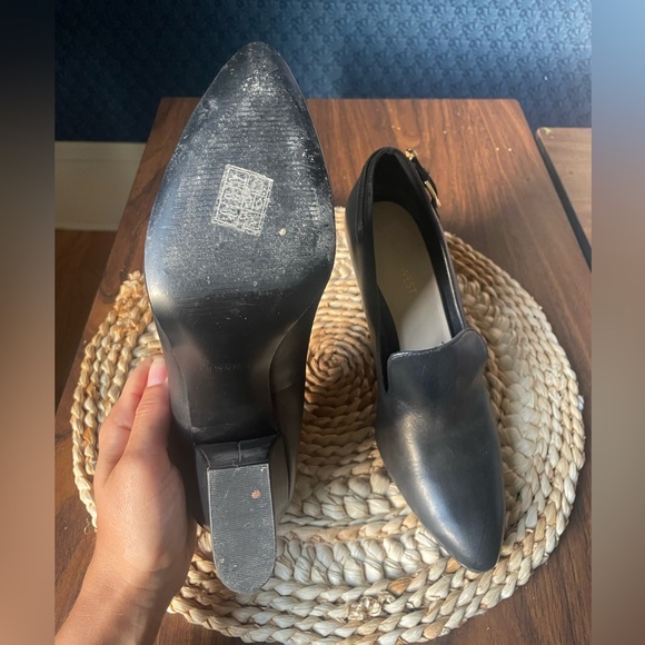 Nine West Black Heel Size 8 Leather Office Neutral Business Contemporary Event - Picture 10 of 14